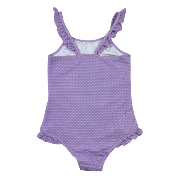 Cotton On Girls Heather One Piece Flower Ruffle Lilac Purple Swimsuit - Size 8 - Picture 3 of 6